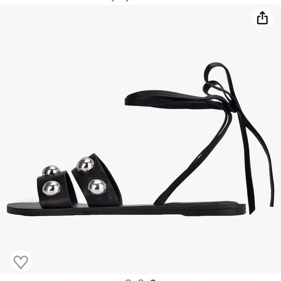 Marc Fisher Women's Flat Sandal Silver Stud Strappy Lace Up Sandals 6.5 Bryony - Picture 3 of 5